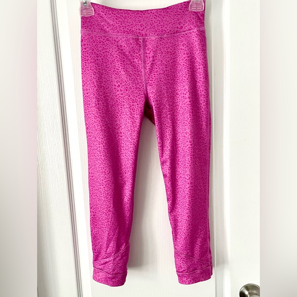 Tek Gear Pink Leopard Print Leggings Girls L 10/12